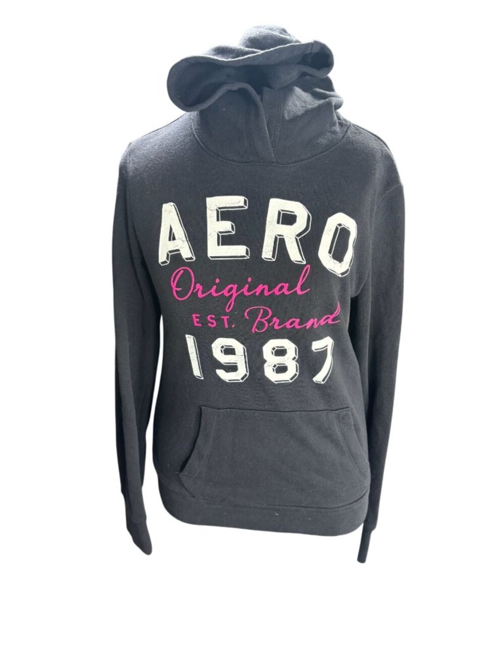 Aeropostale Womens Black Hoodie Sweatshirt M Original Brand 1987 Pullover